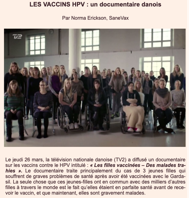 Les vaccins HPV – un documentaire danois Initiative Citoyenne