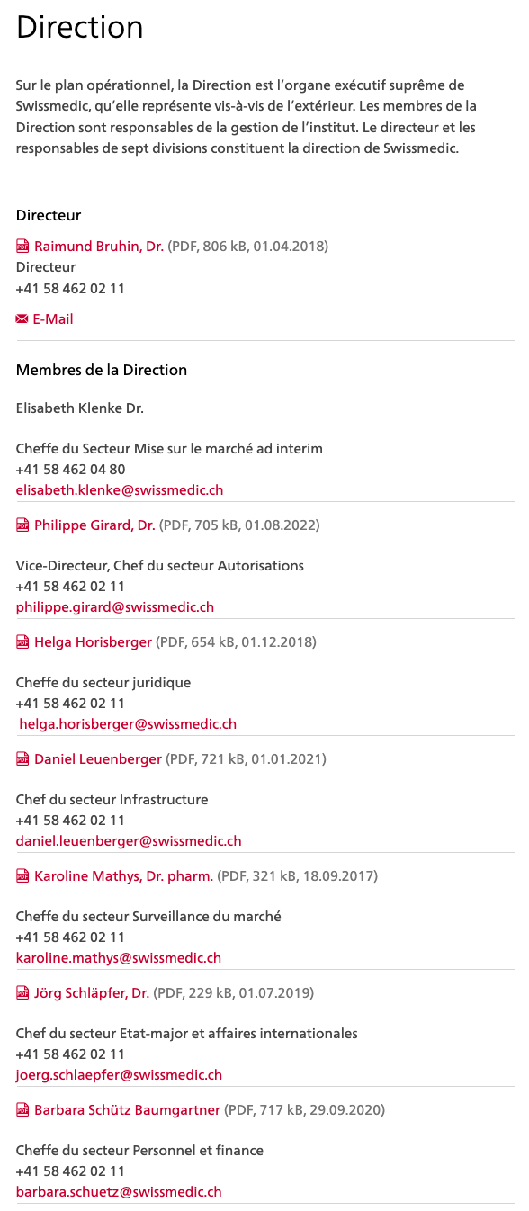 Swissmedic DIRECTION