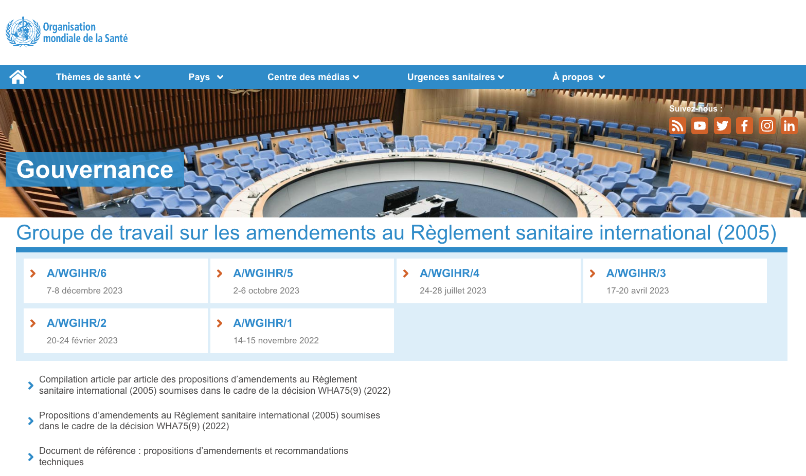 Gouvernance sur les amendements au RSI