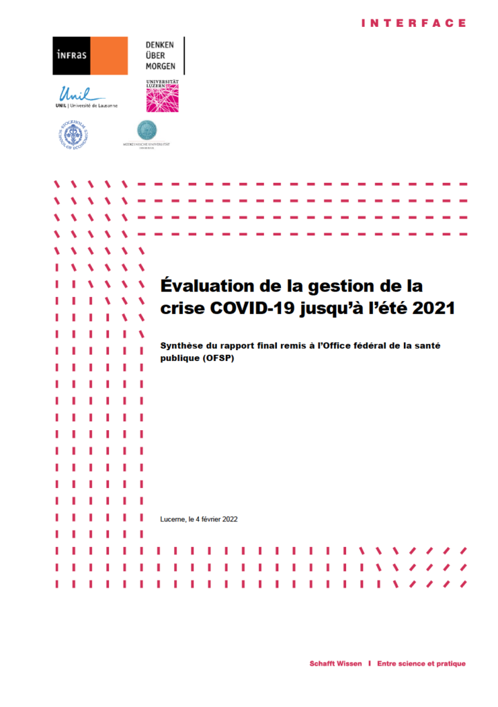 OFSP_2022-04_Évaluation de la gestion de la crise du COVID-19 _ recommandations à l’Office fédéral de la santé publique_EXECUTIVE SUMMARY_COVER