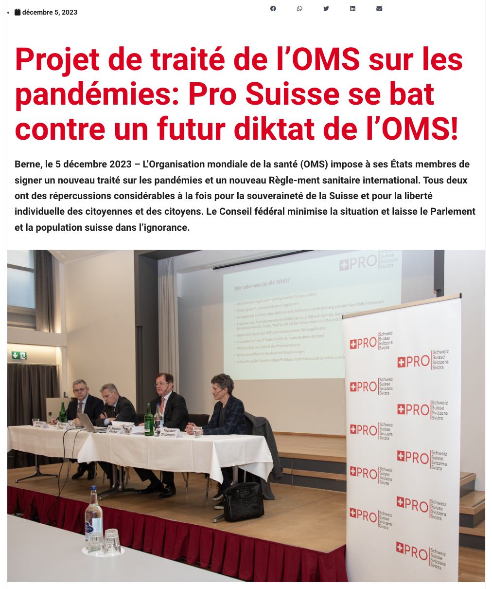 PRO SUISSE_2023-12-05_OMS Projet de traité