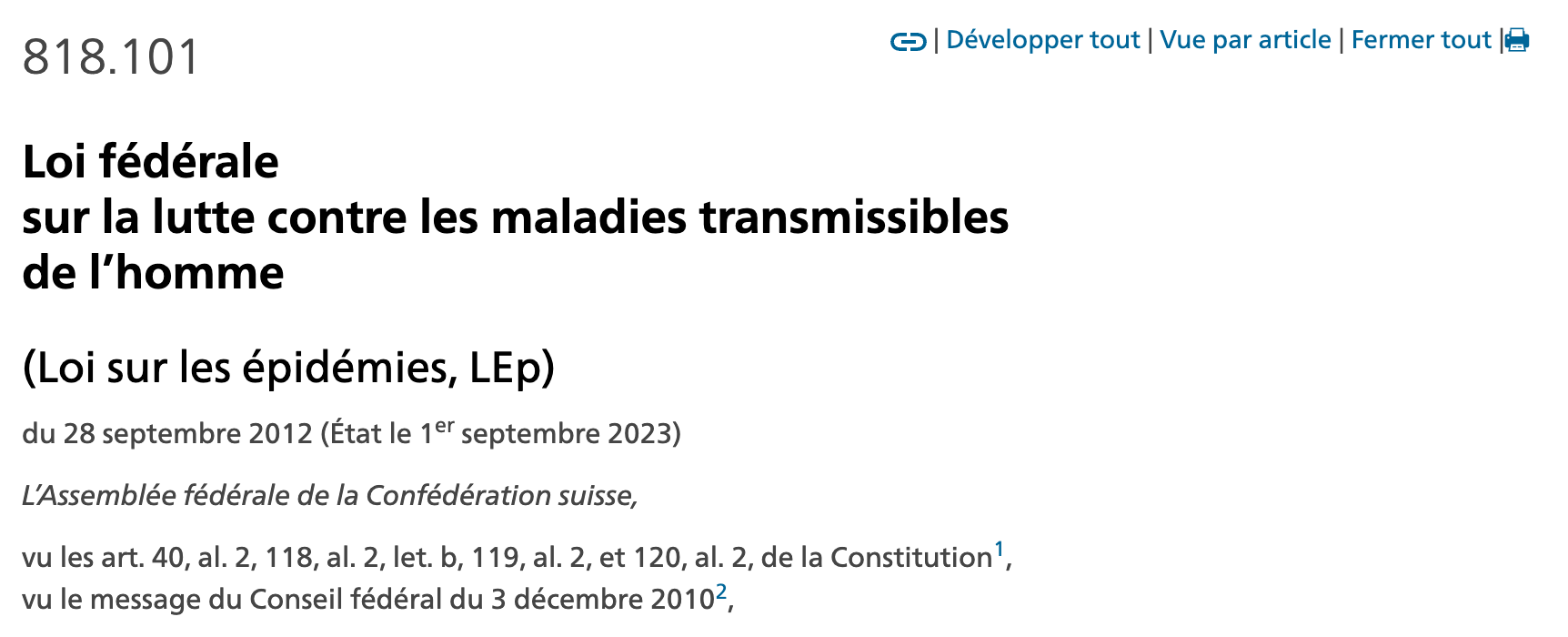 LEp loi site Fedlex