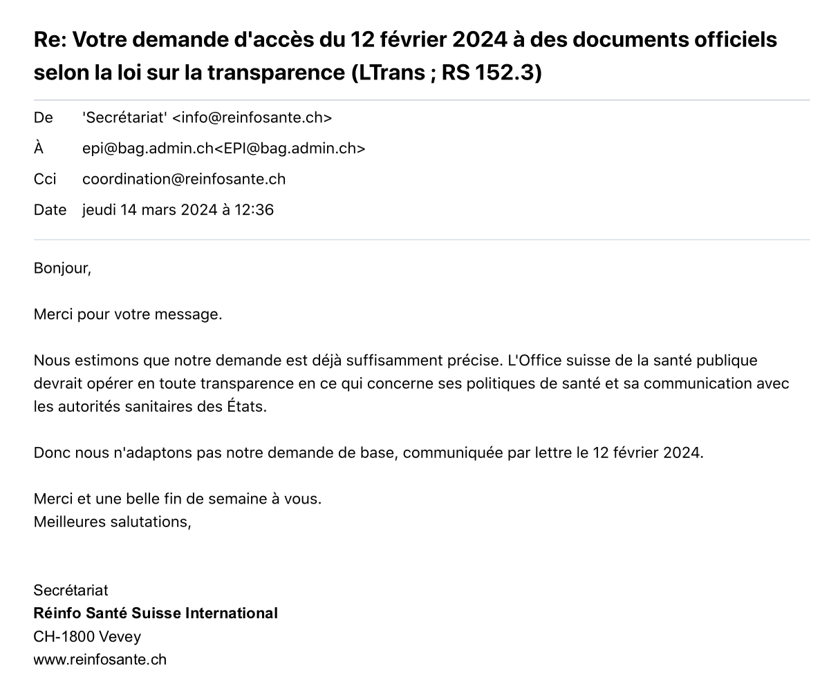 EMAIL-RESPONSE A L'OFSP_2024-03-13_RSSI_OFSP Loi Transparence Communication avec médecin cantonal_COVER