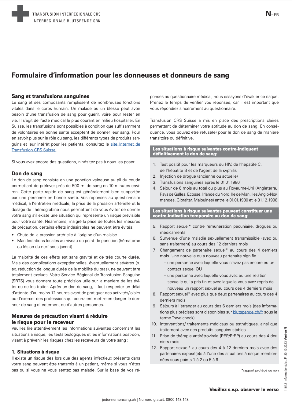 TRANSFUSION_Information pour les donneuses et donneur de sang_COVER