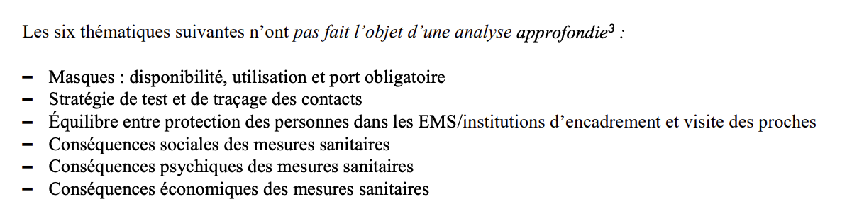INFRAS 2022 Points not covered in report