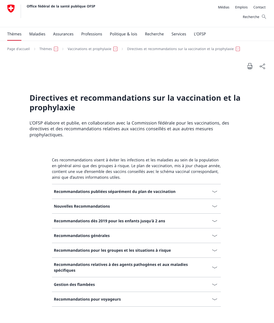 OFSP 2025 Page sur les vaccinations