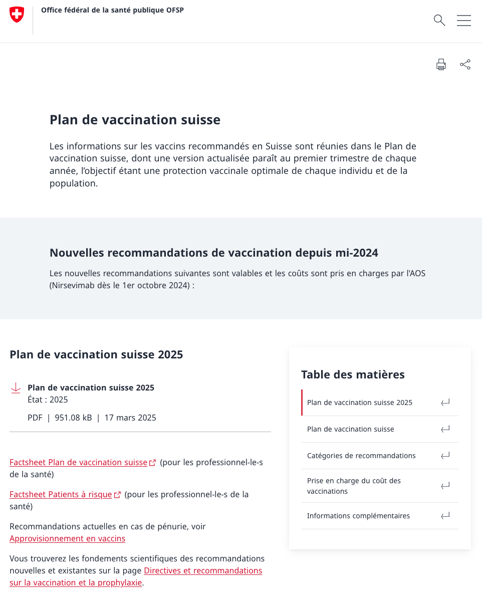 OFSP 2025 Plan de vaccination infos