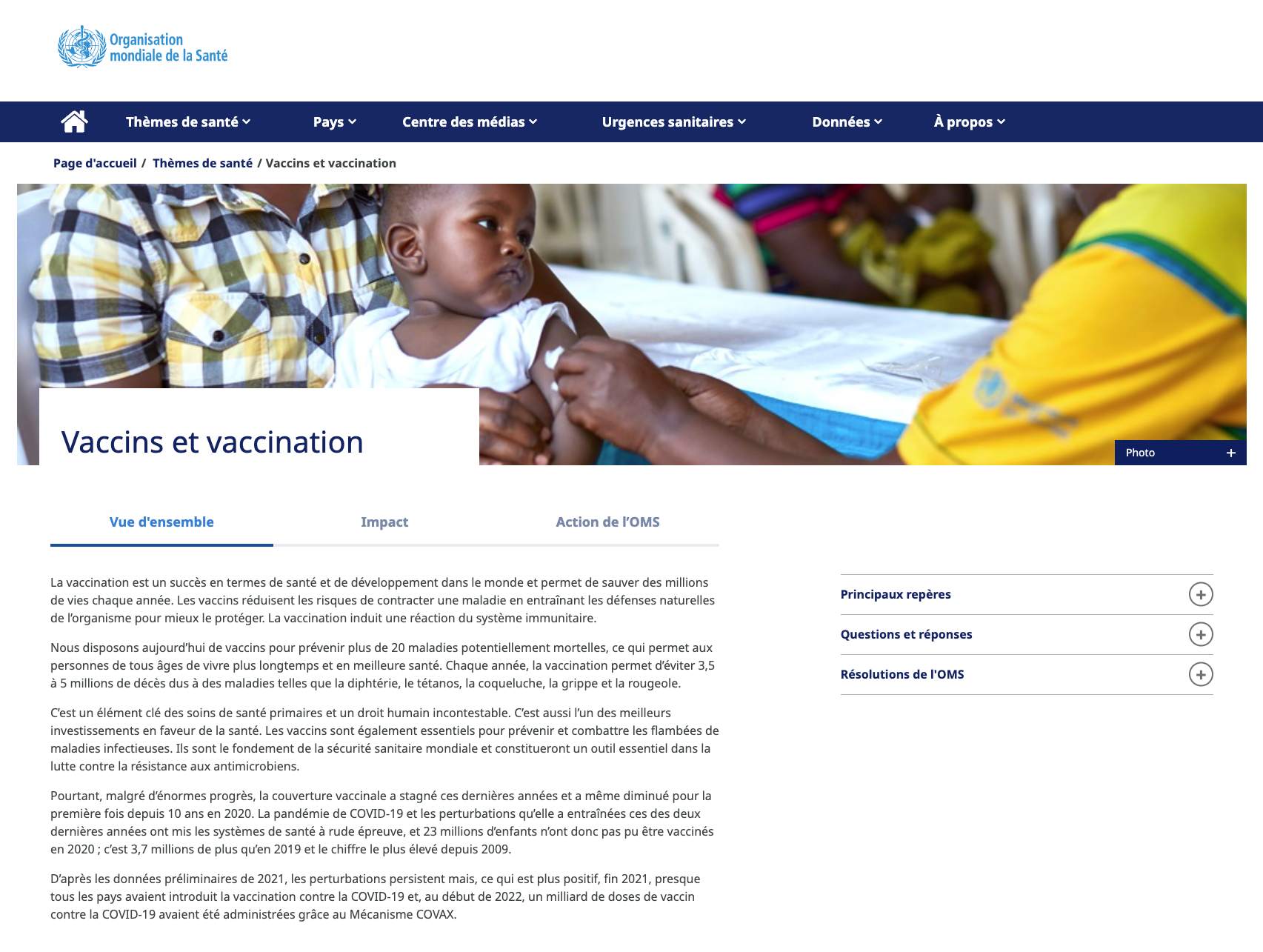 OMS-WHO Les vaccins et immunisation WEB HOME FR