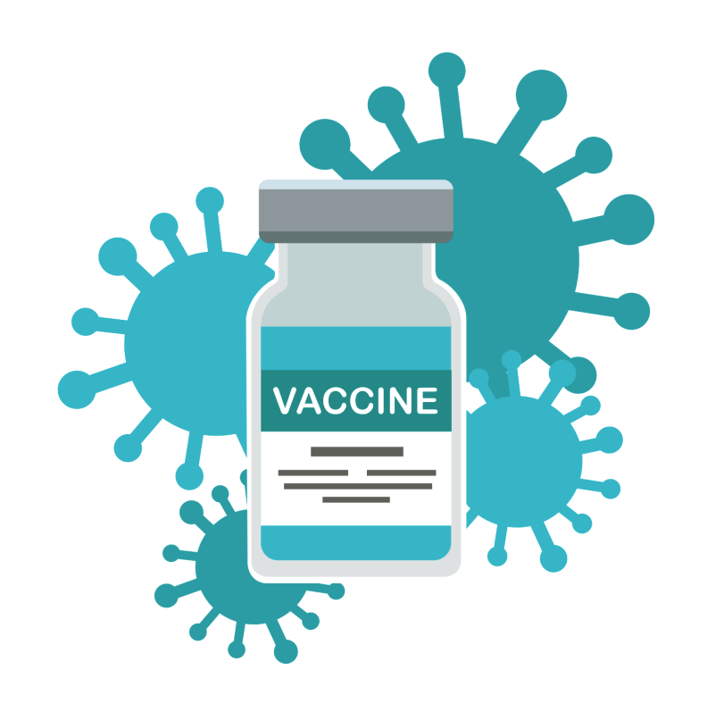 Vaccine vial turquoise virus immunize Canada and NHS