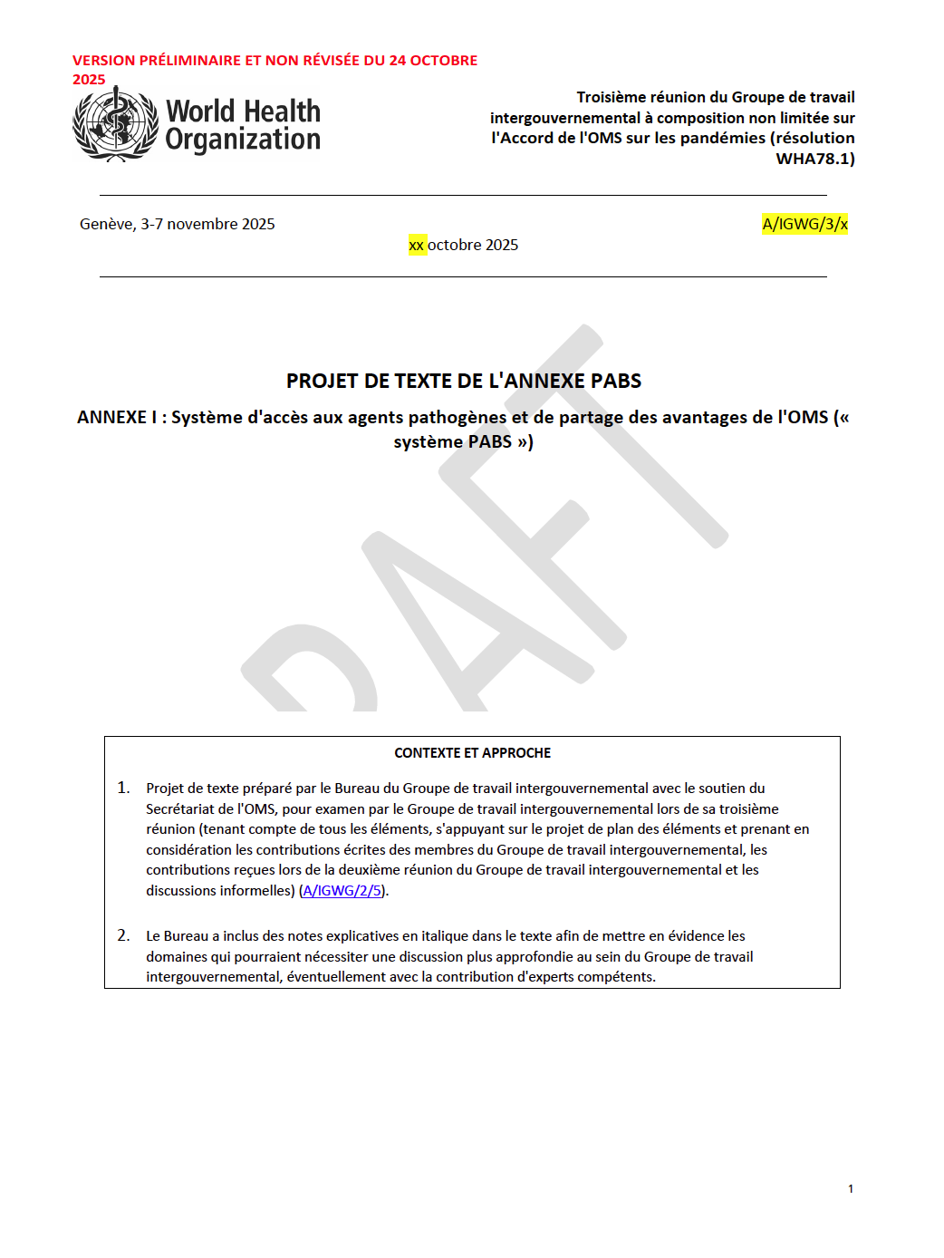 WHO_PABS_2025-11-03_Draft annex IGWG3_DRAFT-PABS-ANNEX-TEXT-ADVANCE-VERSION-FR Deepl COVER