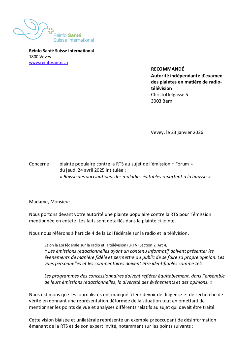 2026-01-23 RSSI LETTRE Plainte populaire RTS AEIP V08 FINAL COVER