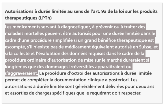 Swissmedic Comirnaty commentary LPTh art 9a ADL