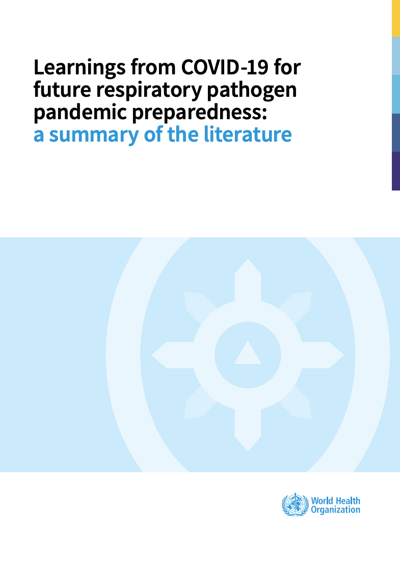 WHO 2024 Learnings from COVID for future respiratory pathogen pandemic preparedness_9789240086531-eng COVER