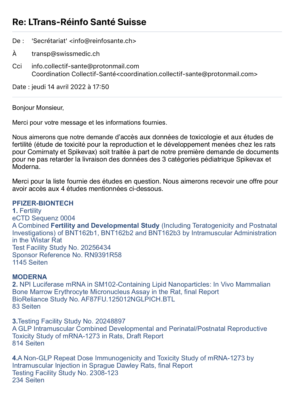 SWISSMEDIC_2022-04-14_Demande réinfosanté.ch, études vaccins COVER