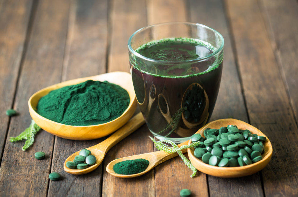 Healthy spirulina drink in the glass Healthy spirulina drink in the glass
