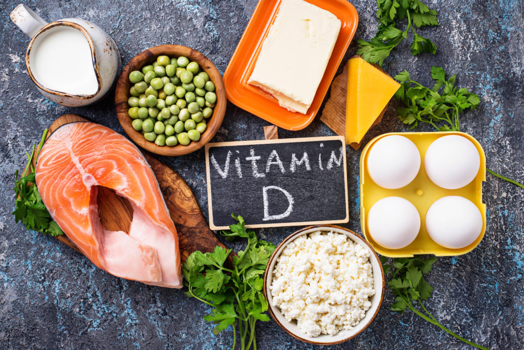 Healthy foods containing vitamin D Healthy foods containing vitamin D. Top view