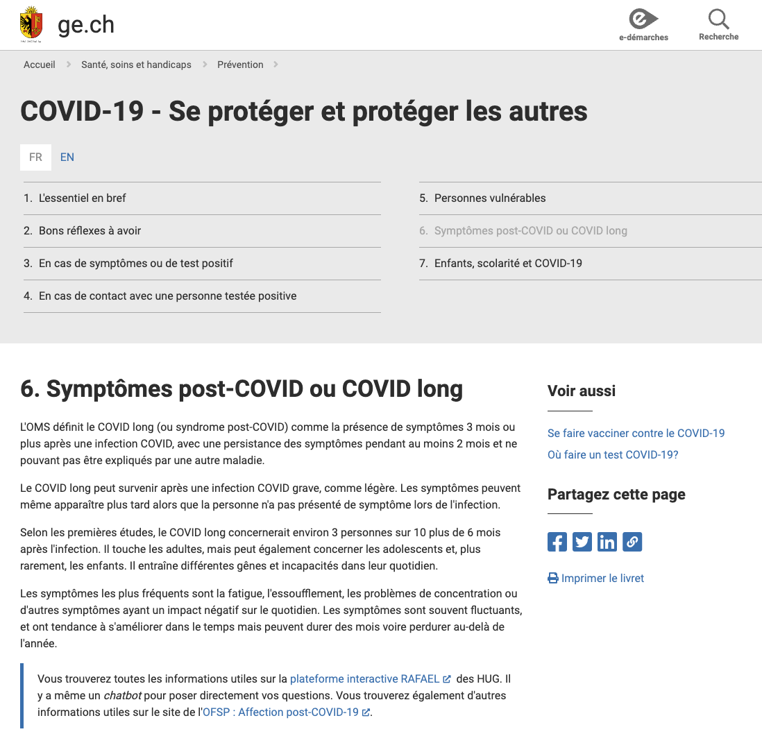 Covid Long Geneva website