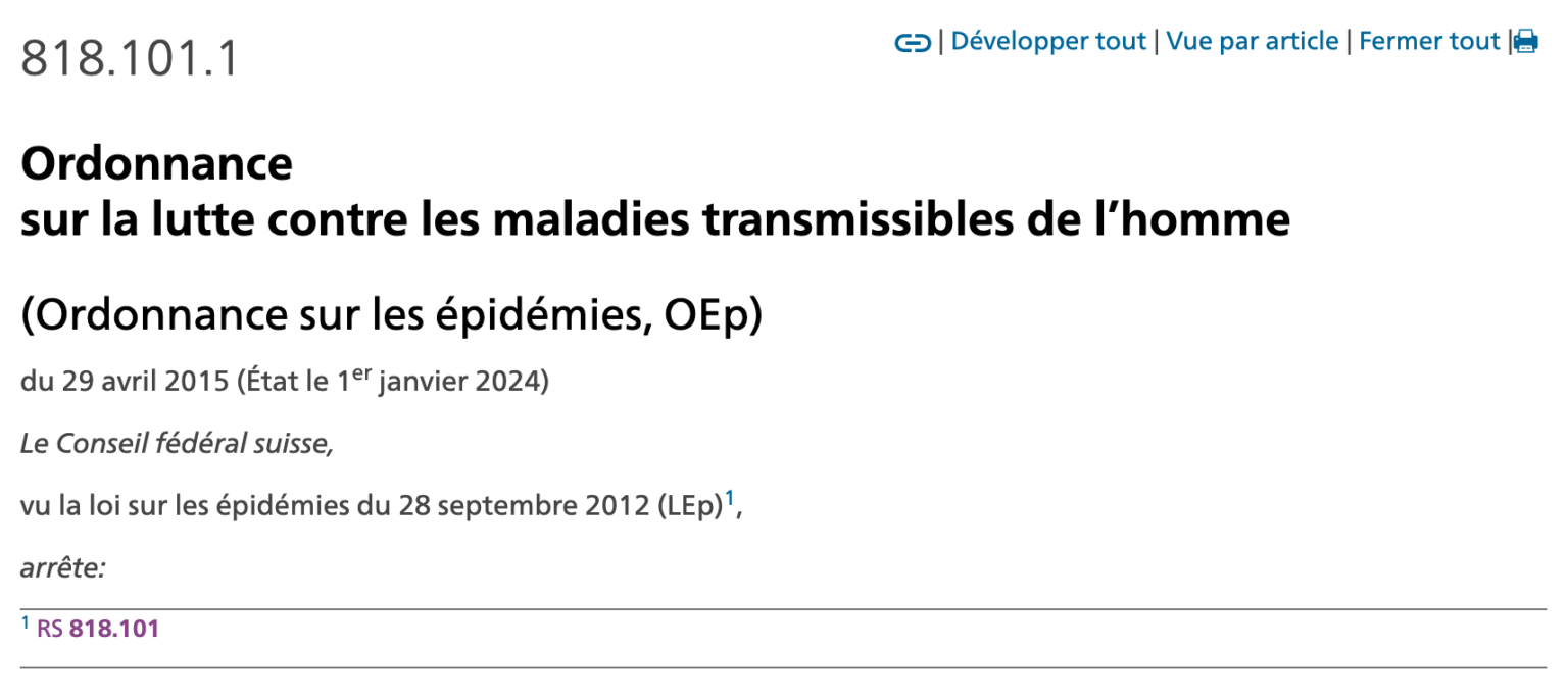 LEp ordonnance site Fedlex