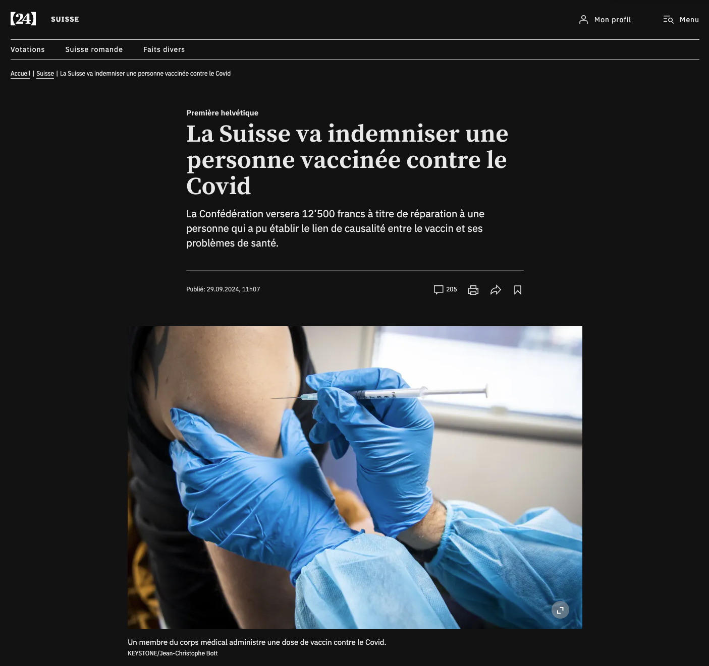 24Heures_2024-09_Victime COVID indemnisé 12,000CHF