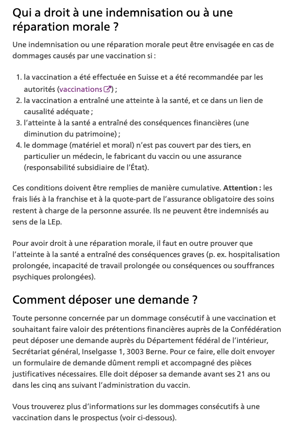 OFSP Indemnisation site page